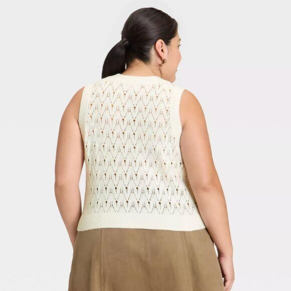 Universal Thread Oversized Cream Sweater Vest - Size XS - Picture 2 of 6
